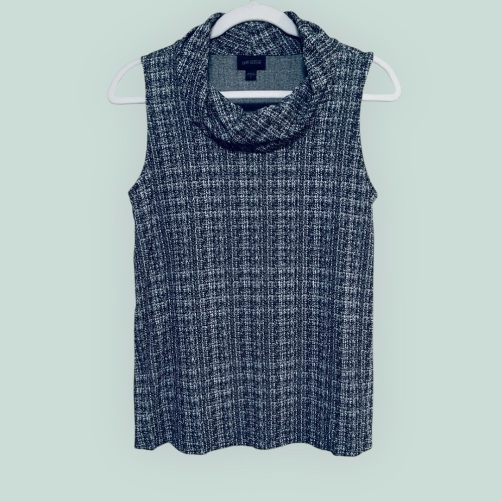 J Jill Knit - Stretch Sleeveless Black & White Cowl Neck Top Size Small - Picture 1 of 9